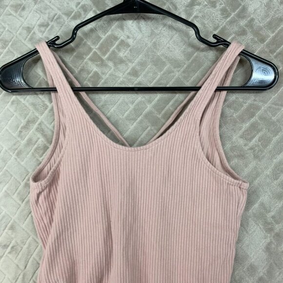 Express One Eleven Womens XS Bodysuit One Piece Pink Ribbed V Neck Sleeveless - Picture 11 of 13